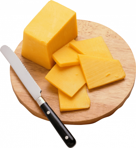 sliced cheeses in chop board using knife